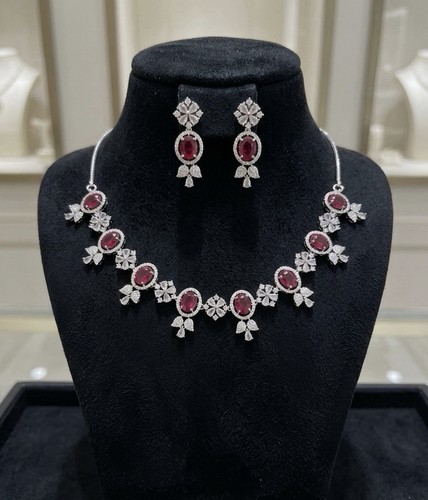 Silver oval ruby floral - ruby,