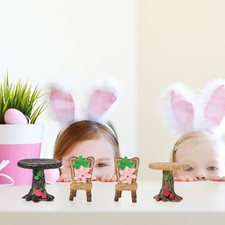 4 Sets Table Chair Resin Craft