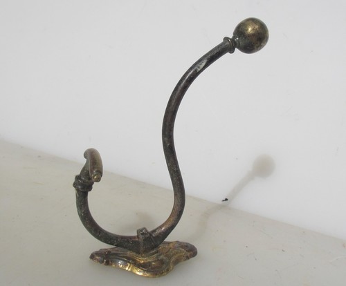 Large antique brass hook - hook, old