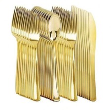 150pcs Gold Plastic Cutlery