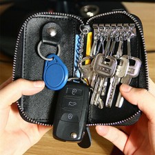 Wallet Car Key Holder Case Zip Pouch With Card Slot Keychain Bag Genuine Leather