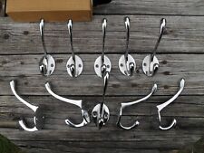 set of 10 Art Deco style chrome coat hooks coat cloakroom hanging hooks 10 = £24