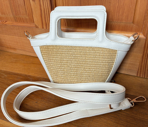 Cream faux leather - &, straw