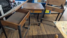Vintage Wooden School Desks