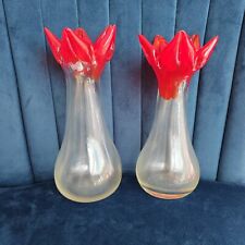 Glass Flower Shaped Jack in Pulpit Vases Pair