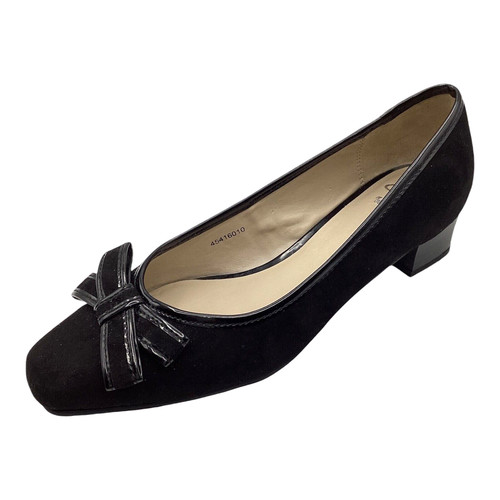 Clarks black suede patent bow - patent,