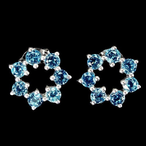Silver earrings topaz genuine - silver,