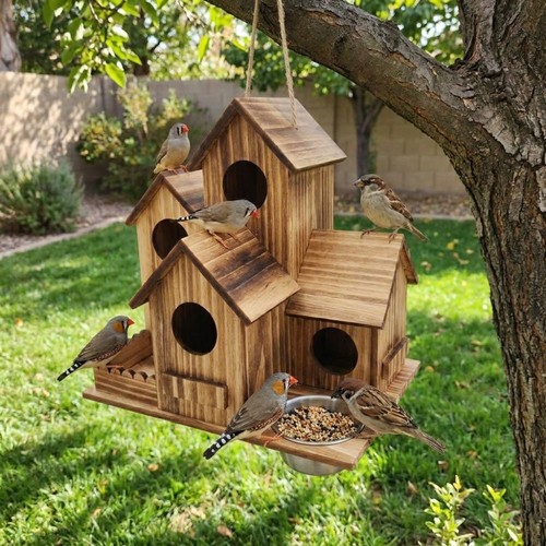 Wooden bird house - wooden,