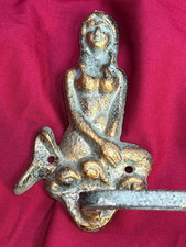 Stunning Vintage Cast Iron Mermaid Towel Bar 26" Nautical Bathroom Wall Mount
