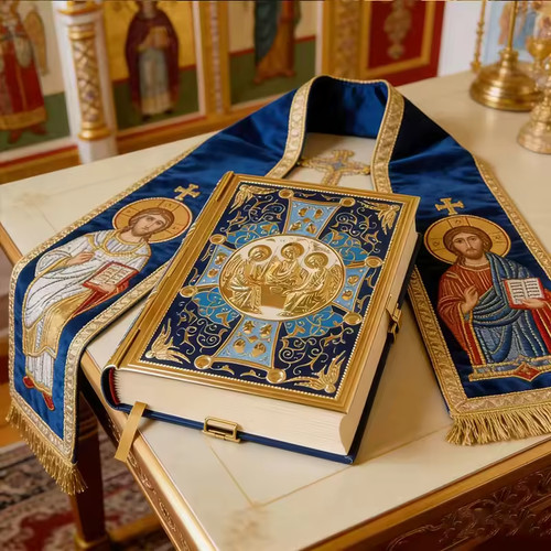 Gold plated orthodox gospel - gold,