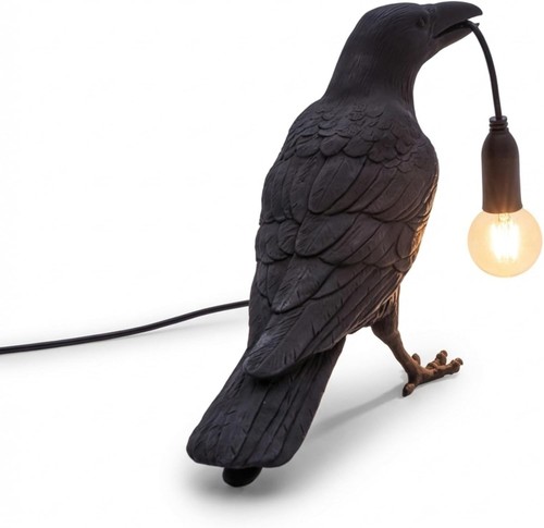 Black bird table lamps resin - black,