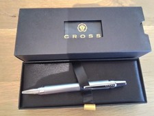 New In Box Cross Nile Satin Chrome AT0382G-8 Ball Point Pen. Black Ink.