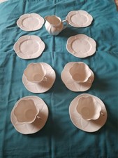 SHELLEY DAINTY WHITE ART DECO TEA SET 4 CUPS & SAUCERS, 4 CAKE PLATES And JUG