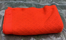 Vintage Cellular / honeycomb blanket with Ribbon Trim in bright orange