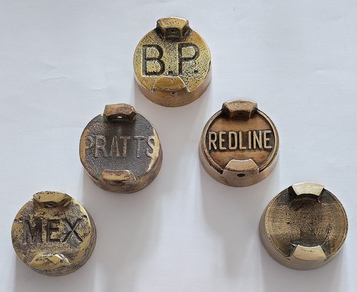 Vintage brass petrol can caps - brass,