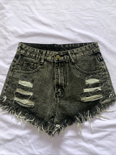 Ladies shein faded black denim - ladies,