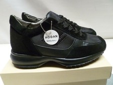 HOGAN INTERACTIVE WOMENS H FLOCK TRAINERS SNEAKERS SHOES BLACK BRAND NEW - UK 4