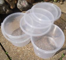 3 CLEAR PLASTIC 5L STORAGE TUBS WITH HANDLES & LIDS - USED + FREE P&P