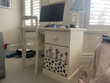 Old White Company Desk with Three Draws and Chair