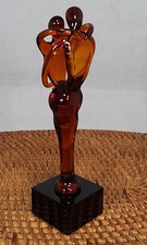 Murano Art Glass Lovers In Arms Sculpture Amber