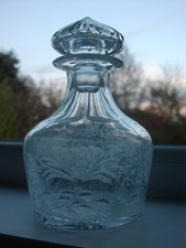 Royal Brierley  Lead Crystal Cut Glass Spirit Decanter 21cm Vintage