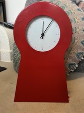 IKEA Red Metal Keyhole Clock / Cabinet Shelf Retro Vintage Style PS 1995 VGC