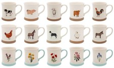 Country Life - Embossed Mug / Cup - Animals / Flowers / Birds Designs - Boxed
