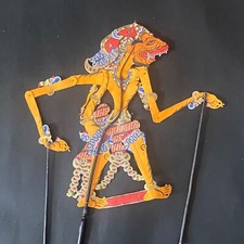 Vintage Wayang Kulit Monkey Wood Leather Bone Shadow Puppet Java Indonesia 48cm