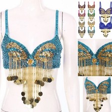 UK Women's Belly Dance Tops Tassels Bra Belly Dancing Costume Rave Party Wear