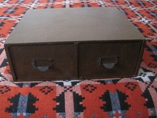 Retro Small Wooden Desktop Two Drawer Filing Cabinet