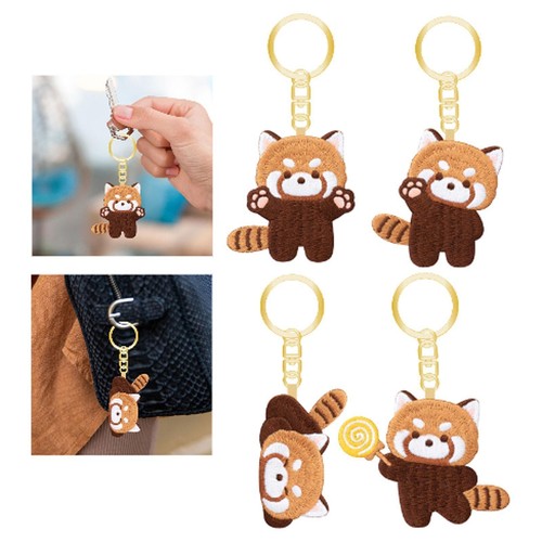 Red panda keychain animal - red,