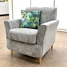 'Tenby' Silver Armchair Accent Chair Single Sofa Velour Fabric NEW
