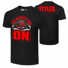 WWE AJ STYLES “THE GLOVES ARE ON” OFFICIAL T-SHIRT ALL SIZES NEW