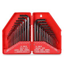 Hi-Spec 30pc Metric Imperial AF Allen Hex Hexagon Wrench Key Set In Case