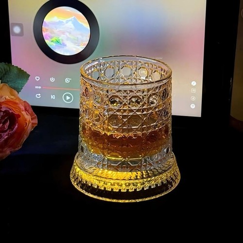 Spinning crystal whiskey glass - crystal,