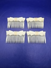Vintage Style Comb Slides Clips Hair Accessories - White Bow/ (4 Pieces)