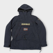 Napapijri Mens Skidoo Jacket Medium Navy Pullover Hooded Anorak Coat Outdoor