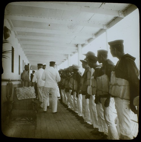 Magic lantern slide ships - slide,