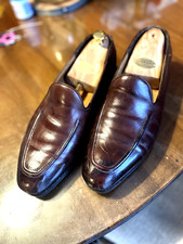 Edward Green Special Order Brown Burgundy Raised Apron Loafer Loafer 9 & 9.5UK
