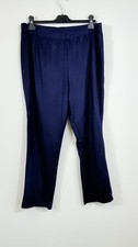 New Kim &co Navy Soft Stretch Suede Type Trousers Size 18-20 Petite