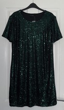 BNWT GEORGE @ ASDA GREEN SEQUIN SHORT SLEEVE MINI DRESS SIZE 12 RRP £24 SOLD OUT