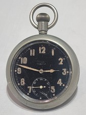 H. WILLIAMSON WW1 BLACK DIAL POCKET WATCH (WORKING)
