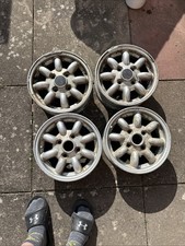 SET OF 4 CLASSIC AUSTIN MORRIS BMC ROVER MINI COOPER 12" MINILITE ALLOY WHEELS