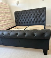Black Faux Leather Super King Size Bed Frame