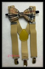 Camel Thompson Bow Tie Tartan Braces Suspenders Burns Night Sash Page Boy 