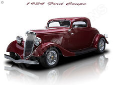 1934 Ford Coupe Hot Rod New Metal Sign: Fully Restored