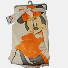 Disney Baby Minnie Mouse Halloween Pumpkin Fleece Sherpa Blanket 30x40 NWT