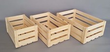 Wooden Crates Boxes 3 in 1 Sizes Storage Fruit or Vegetable Plain Wood Box Craft