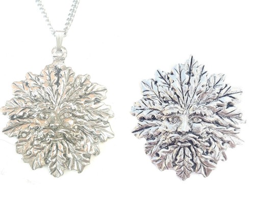 Green man pendant - man,