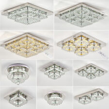 Modern Square Chrome Crystal LED Ceiling Light Lamp Fitting Pendant Chandelier